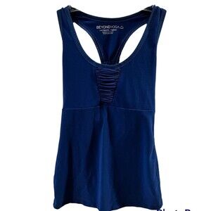 Beyond Yoga Racerback Tank Top Womens Sz XS Blue Ruched Front workout running